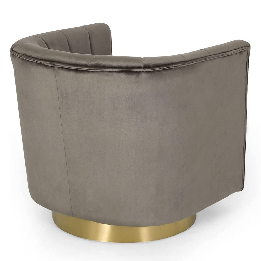 Blairmont Modern Glam Channel Stitch Velvet Swivel Club Chair