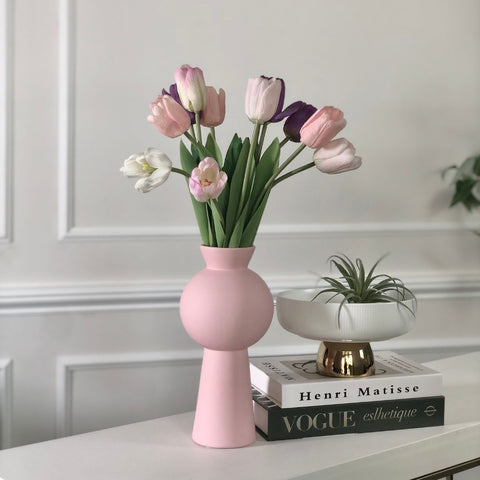 Image of Blush Pink Spherical Pedestal Vase