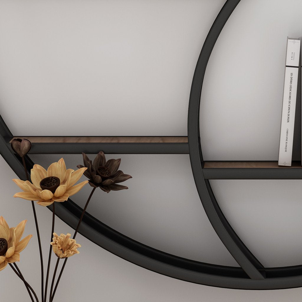 Bobby Industrial Wall Mount Round Yin Yang Floating Shelf