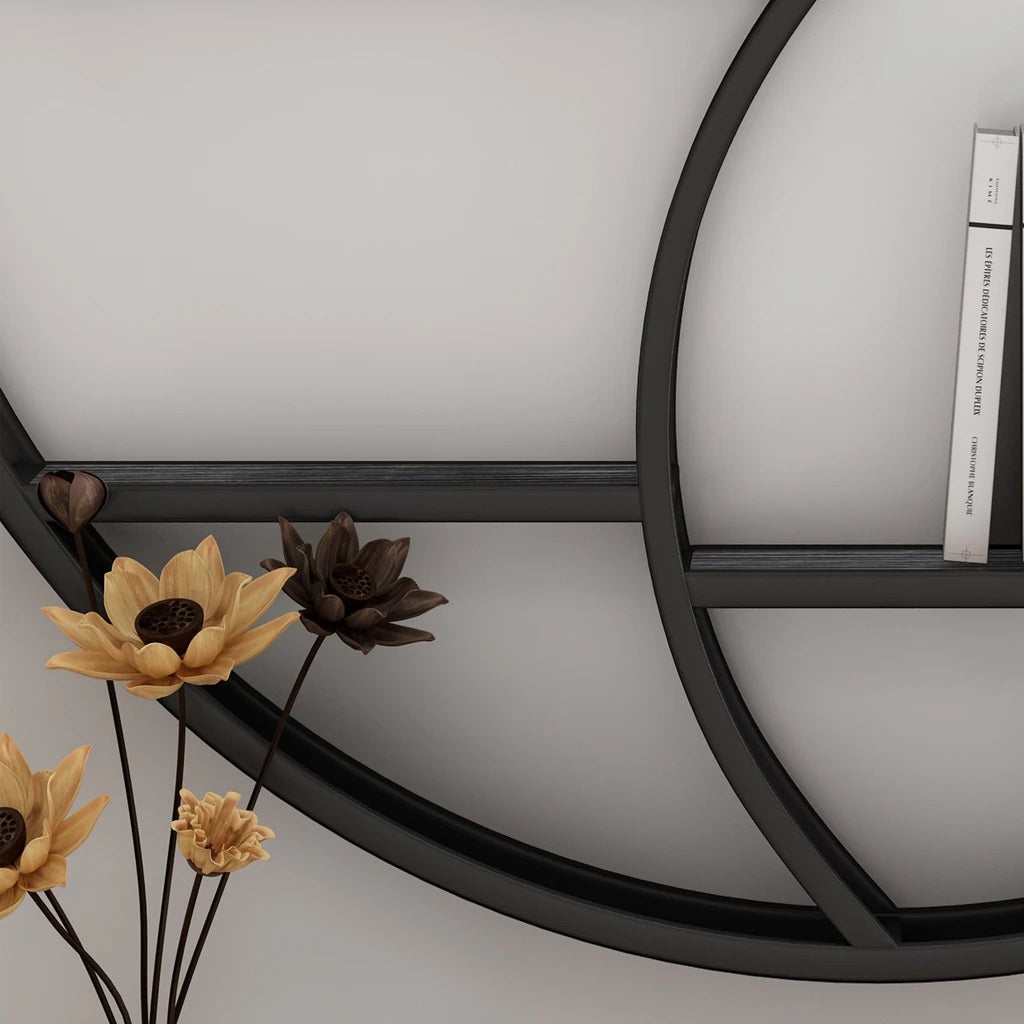 Bobby Industrial Wall Mount Round Yin Yang Floating Shelf