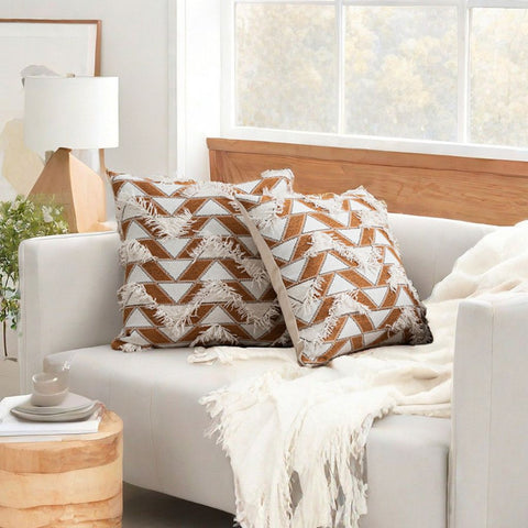 Image of Boho Fringe Chevron Throw Pillow Cover