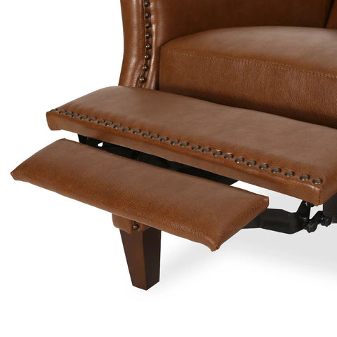Image of Breu Contemporary Upholstered Pushback Recliner with Nailhead Trim