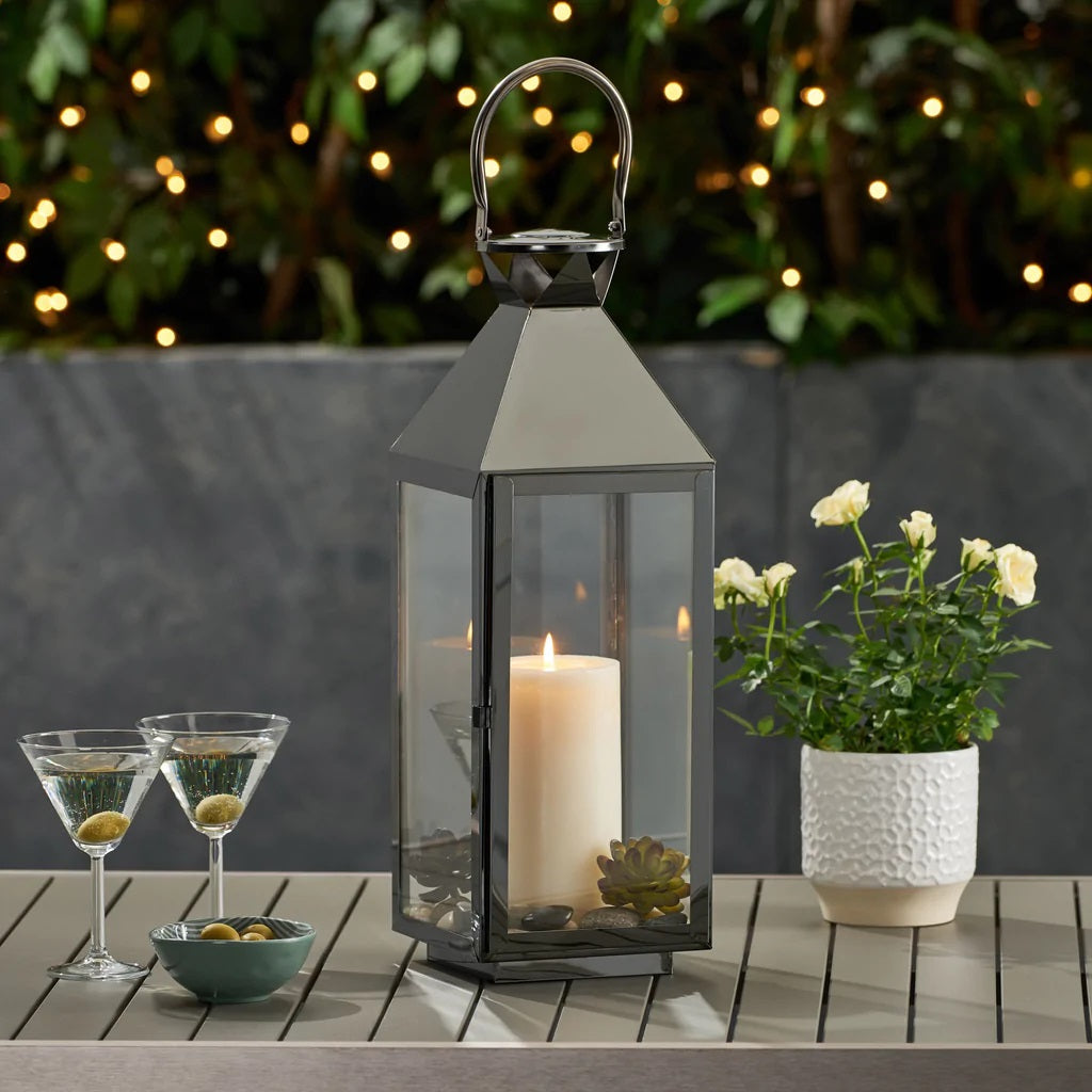 Briar 22" Modern Outdoor Stainless Steel Lantern