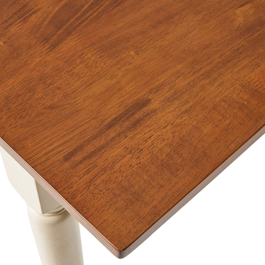 Bronwen Rustic Dark Oak and Cream Wood Dining Table with Leaf Extension