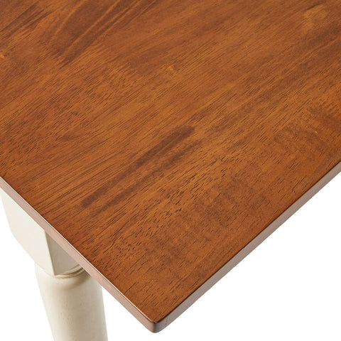 Image of Bronwen Rustic Dark Oak and Cream Wood Dining Table with Leaf Extension