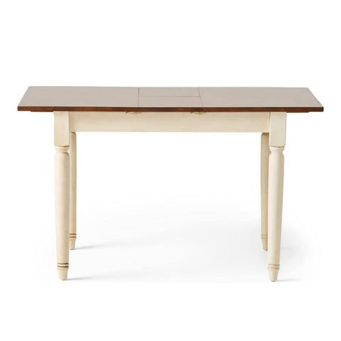 Image of Bronwen Rustic Dark Oak and Cream Wood Dining Table with Leaf Extension