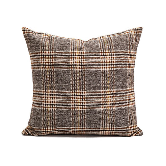 Brown Checkered Throw Pillow Cover