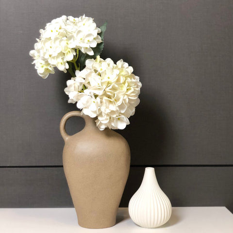 Image of Brown Speckled Retro Ceramic Jug Vase with Single Handle