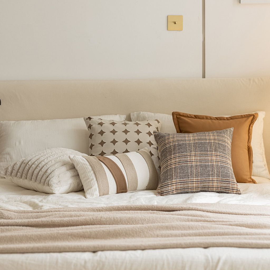 Brown Strappy Textured Lumbar Pillow Cover