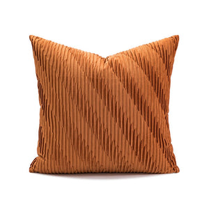 Burnt Orange Pleated Velvet Throw Pillow Cover