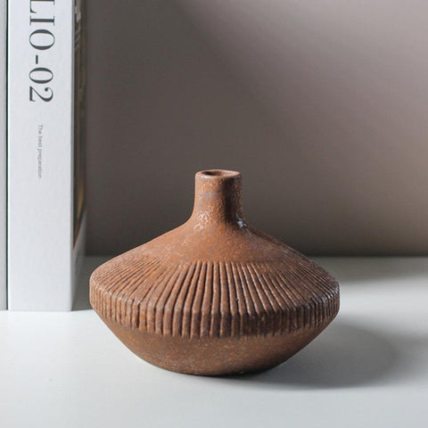 Image of Carved Lines Retro Bud Vase
