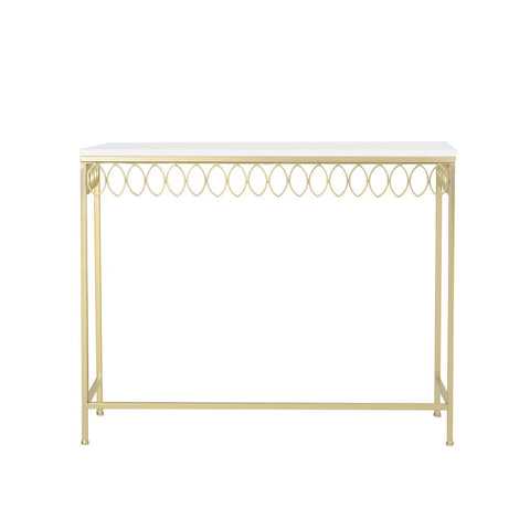 Image of Cavanaugh Modern Glam Console Table with Petal Accents, Gold and White