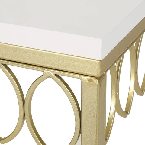 Image of Cavanaugh Modern Glam Console Table with Petal Accents, Gold and White