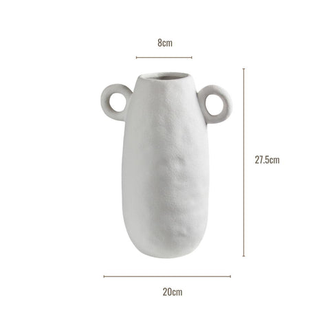 Image of Chalk White Textured Vase with Handles