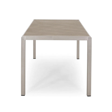 Image of Cherie Outdoor Modern Aluminum Dining Table with Faux Wood Table Top