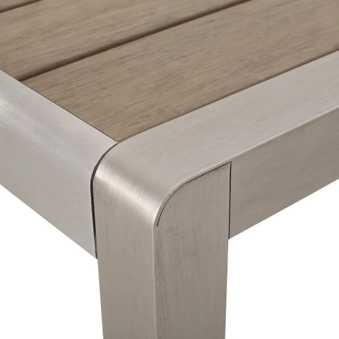 Image of Cherie Outdoor Modern Aluminum Dining Table with Faux Wood Table Top