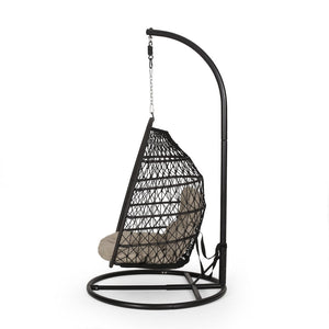 Coloma Outdoor Wicker and Rope Foldable Hanging Chair with Stand