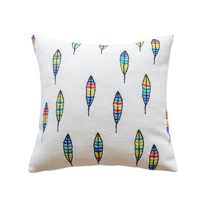 Colorful Embroidered Feather Throw Pillow Cover