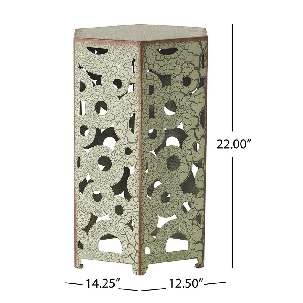 Contemporary Outdoor Hexagonal Antique Iron Accent Tables (Set of 2)