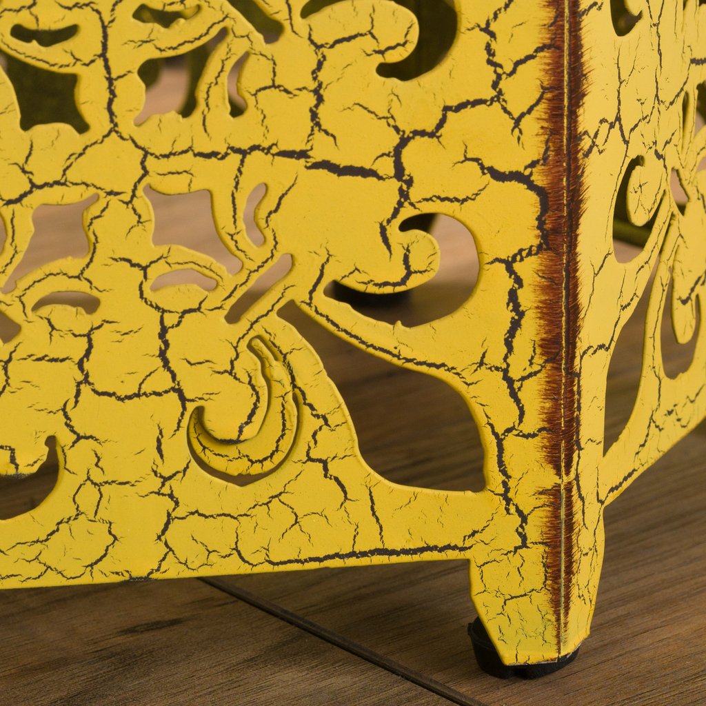 Contemporary Outdoor Hexagonal Antique Yellow Iron Accent Tables (Set of 2)