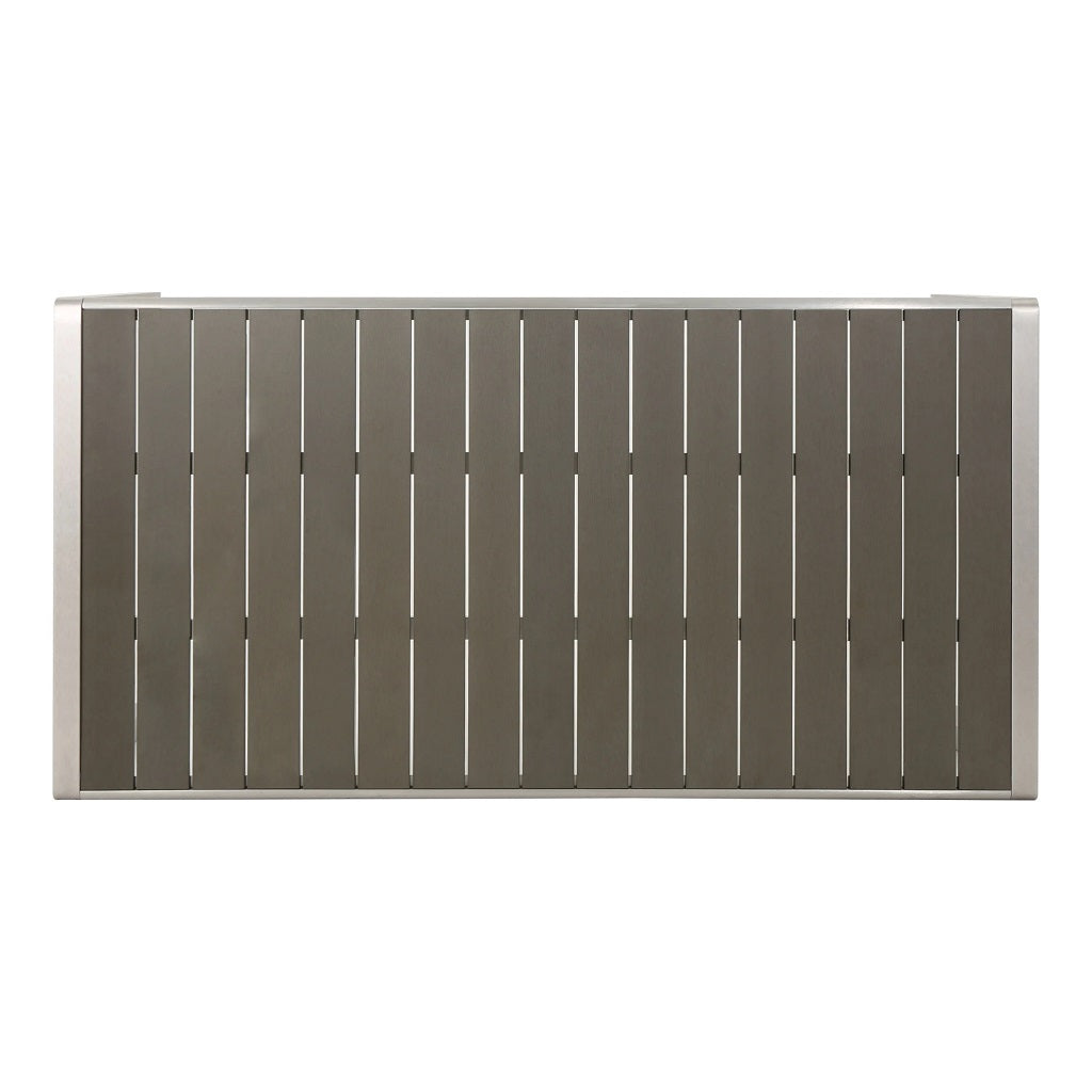 Coral Outdoor Aluminum Dining Table with Faux Wood Top, Gray Finish