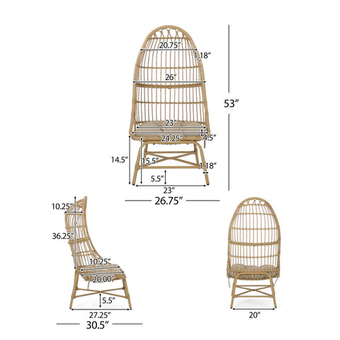 Image of Cortina Outdoor Wicker Basket Chair with Cushion