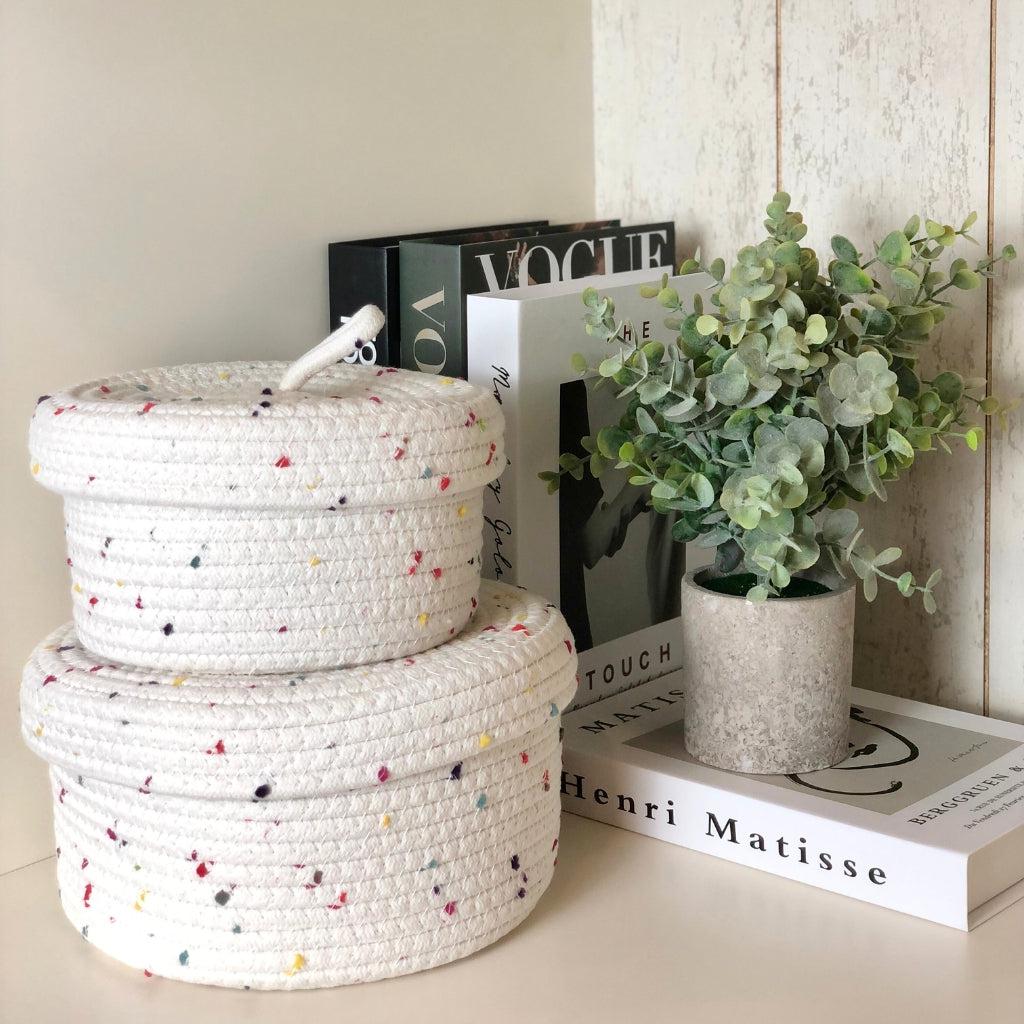Cotton Rope Storage Basket with Lid (Set of 2)