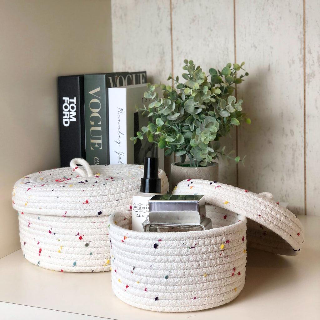Cotton Rope Storage Basket with Lid (Set of 2)
