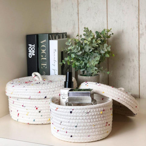 Image of Cotton Rope Storage Basket with Lid (Set of 2)