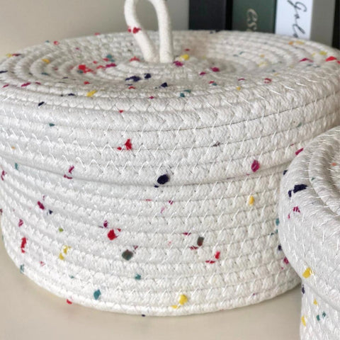 Image of Cotton Rope Storage Basket with Lid (Set of 2)