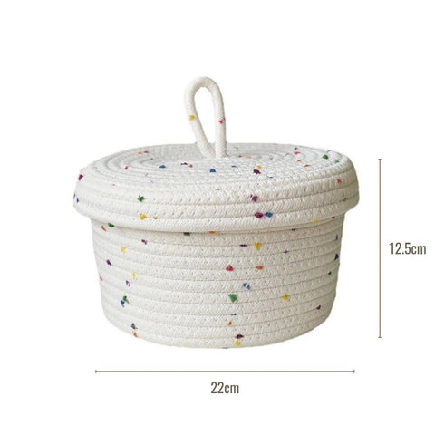 Image of Cotton Rope Storage Basket with Lid (Set of 2)