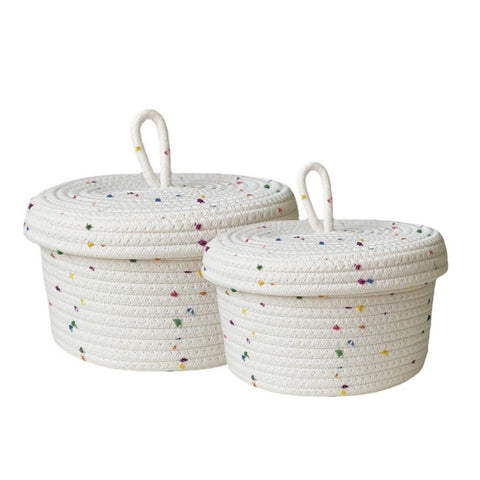 Image of Cotton Rope Storage Basket with Lid (Set of 2)