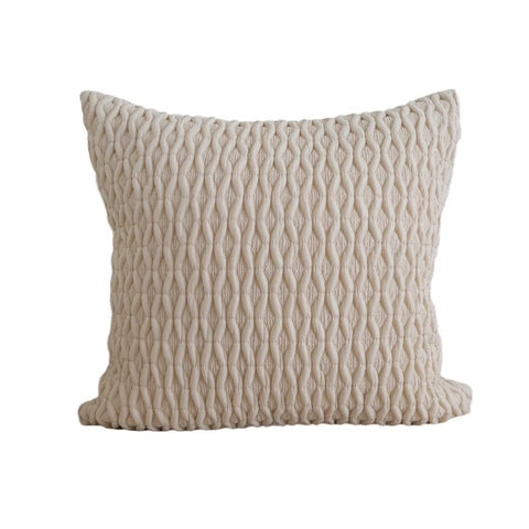 Image of Cream 3D Wavy Textured Throw Pillow Cover