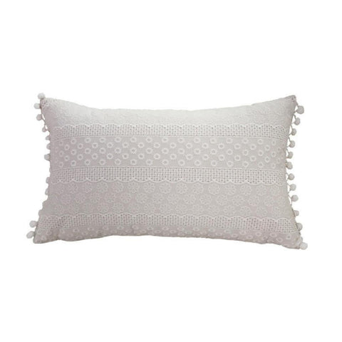 Image of Cream Floral Lace Lumbar Pillow Cover