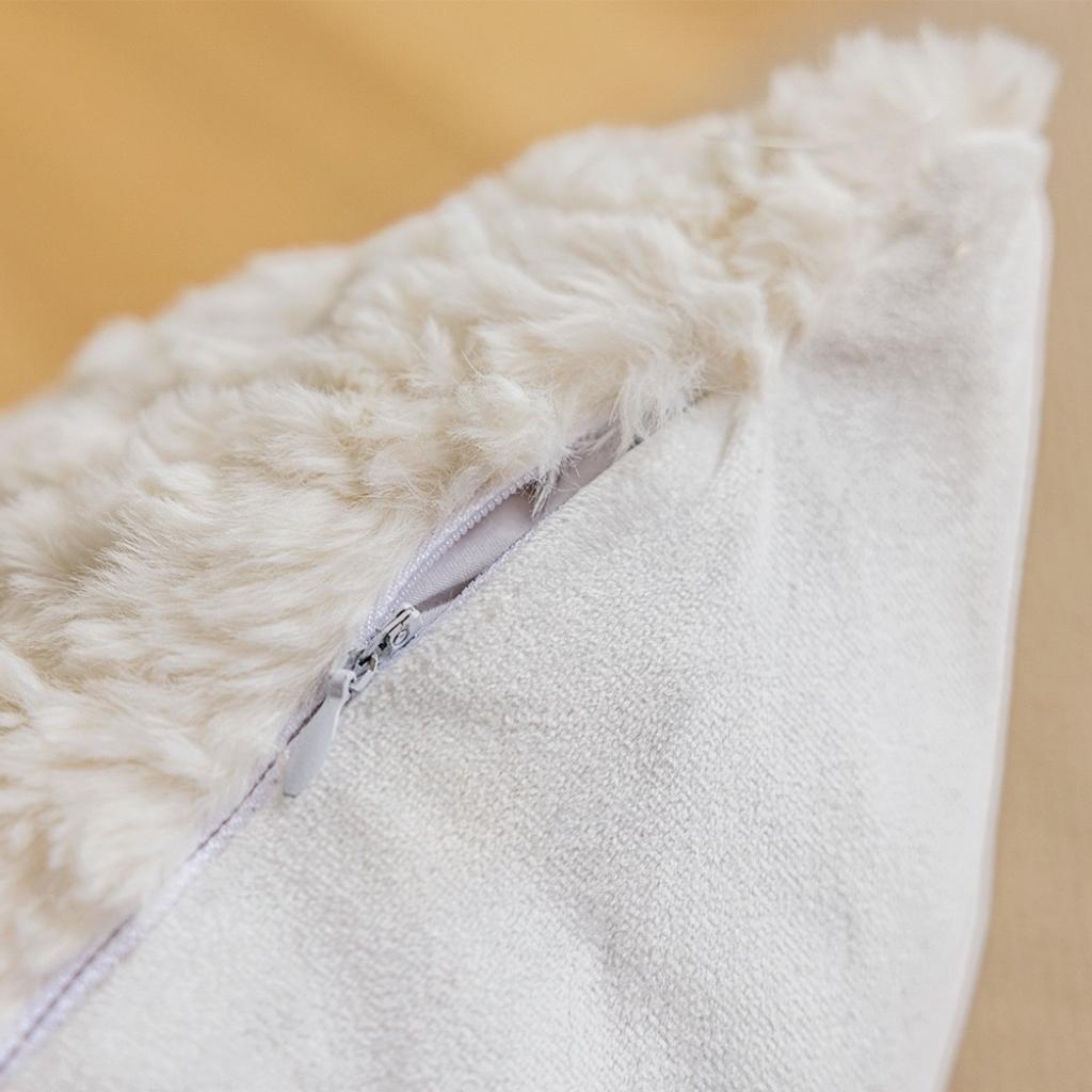 Creamy Faux Fur Throw Pillow Cover