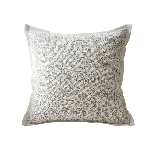 Creamy Paisley Throw Pillow Cover