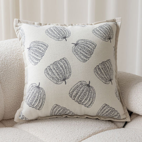 Image of Creamy Pumpkin Motif Throw Pillow Cover