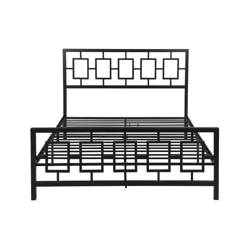 Image of Dawn Queen-Size Geometric Platform Bed Frame, Iron, Modern, Low-Profile