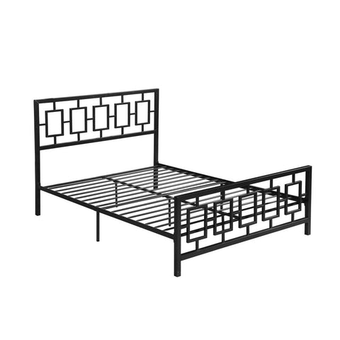 Image of Dawn Queen-Size Geometric Platform Bed Frame, Iron, Modern, Low-Profile