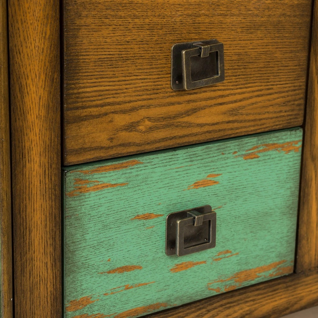 Delaney Antique Multicolor Distressed Wood Storage Cabinet