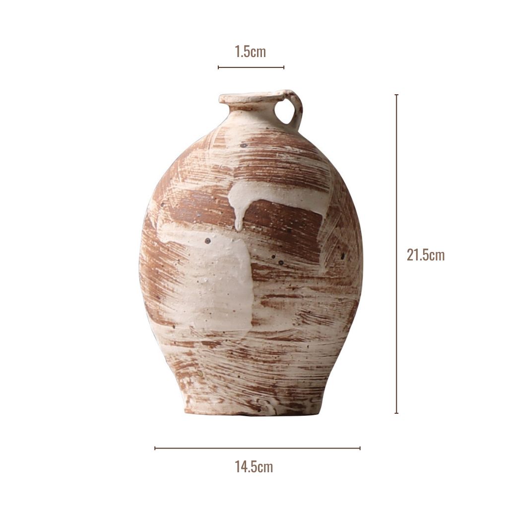 Distressed Chous Vase with Single Handle