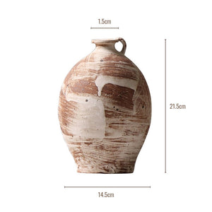 Distressed Chous Vase with Single Handle