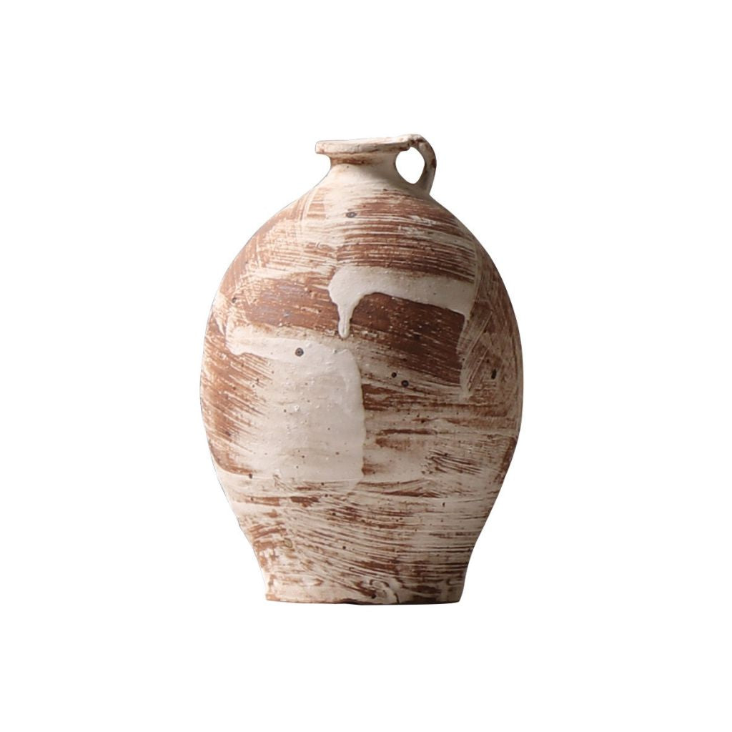 Distressed Chous Vase with Single Handle