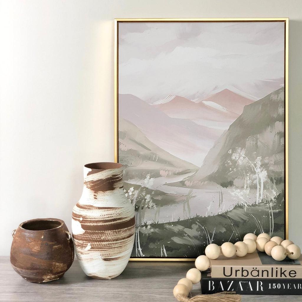 Distressed Dual Handled Oval Vase