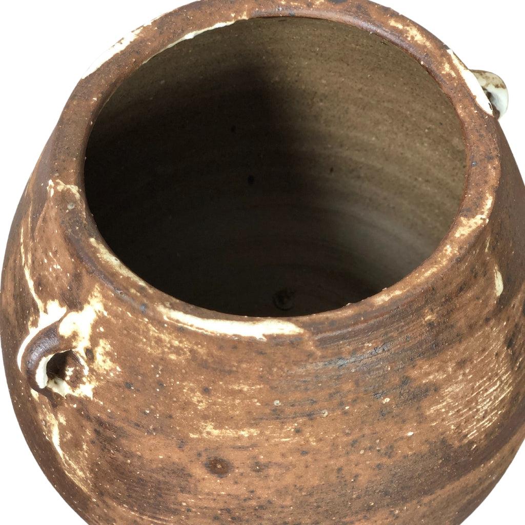Distressed Dual Handled Oval Vase