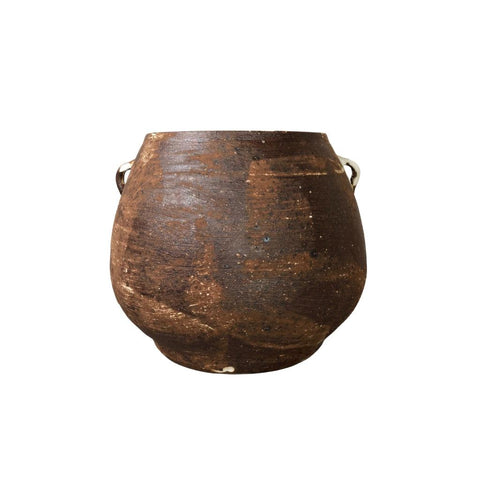 Distressed Dual Handled Oval Vase