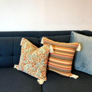 Earthy Red & Orange Striped Vintage Throw Pillow Cover