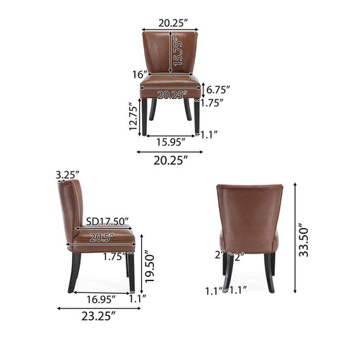 Image of Edenbrook Contemporary Faux Leather Upholstered Dining Chairs, Set of 2