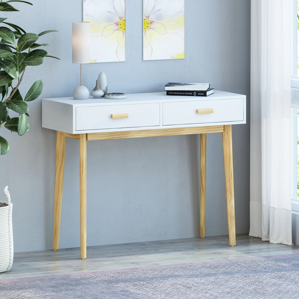 Eila Mid-Century Modern 2 Drawer Console Table