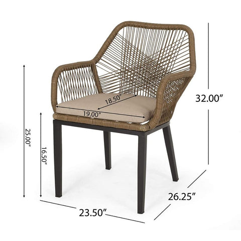 Image of Eloam Outdoor Wicker 2 Seater Chat Set, Light Brown and Beige